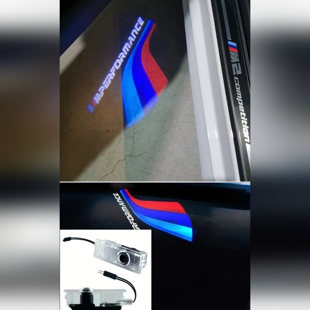 New 4 BMW performance car door projector lights plug and play